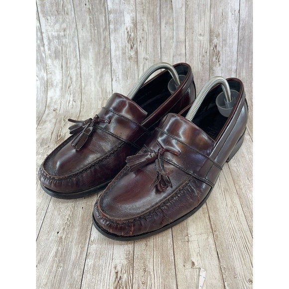 Cole Haan Air Monroe Loafer Mens 9.5 M Burgundy Leather Tassel Dress Shoe C09889 - Picture 1 of 10
